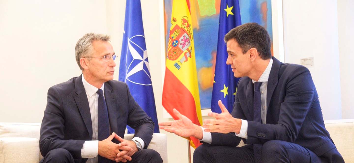 El Secretario General de la OTAN, Jens Stoltenberg, se reúne con el Presidente del Gobierno de España, Pedro Sánchez. Foto: NATO North Atlantic Treaty Organization (CC BY-NC-ND 2.0)